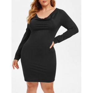 

Plus Size Cowl Neck Bodycon Dress, Black