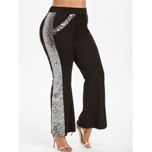 

Plus Size Sequin Bootcut Pants, Black