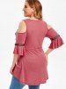 Plus Size Lace Crochet Flare Sleeve Open Shoulder T Shirt -  