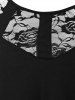 T-shirt Tunique Panneau en Dentelle de Grande Taille - Noir L