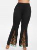Plus Size High Rise Embroidered Mesh Flare Pants -  