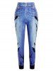 Legging 3D Chauve-souris Imprimé à Taille Haute de Grande Taille - Bleu 2X