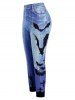 Legging 3D Chauve-souris Imprimé à Taille Haute de Grande Taille - Bleu 4X