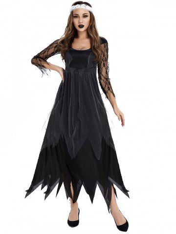 Halloween Zombie Bride Costume - BLACK - XL