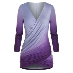 

Plus Size Crossover Ombre Color T Shirt, Medium purple