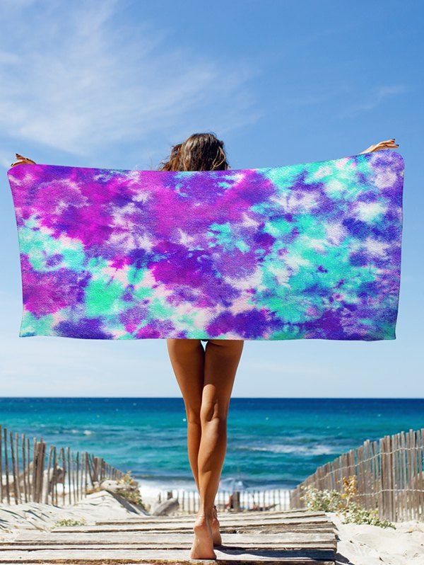 

Colorblock Tie Dye Seaside Beach Throw, Purple