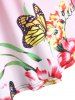 T-shirt Papillon Imprimé de Grande Taille à Lacets - Rouge foncé 1X