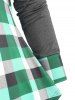 Two Buttoned Plaid Raglan Sleeve Plus Size Hoodie -  