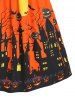 Plus Size Cold Shoulder Halloween Castle Pumpkin Flounce Dress -  