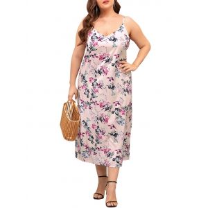 

Cami Floral Plus Size Midi Dress, Light pink