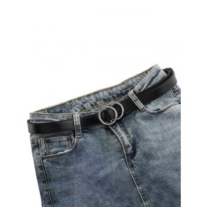 

Retro Double Circle Buckle Waist Belt, Silver
