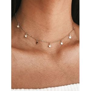 

Star Choker Chain Necklace, Golden