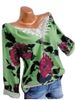 Plus Size Lace Crochet Floral Print Blouse -  
