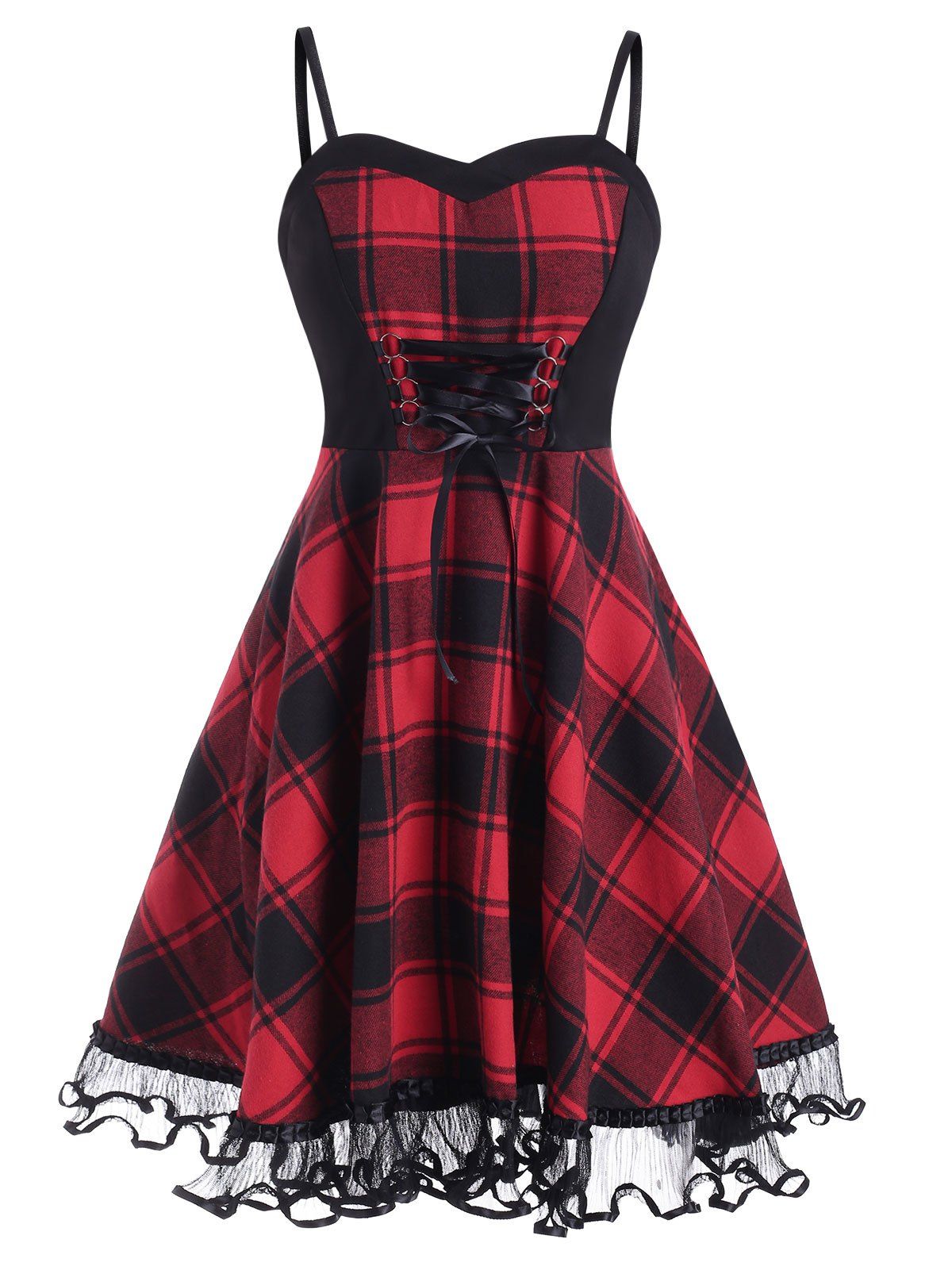 red plaid cami dress