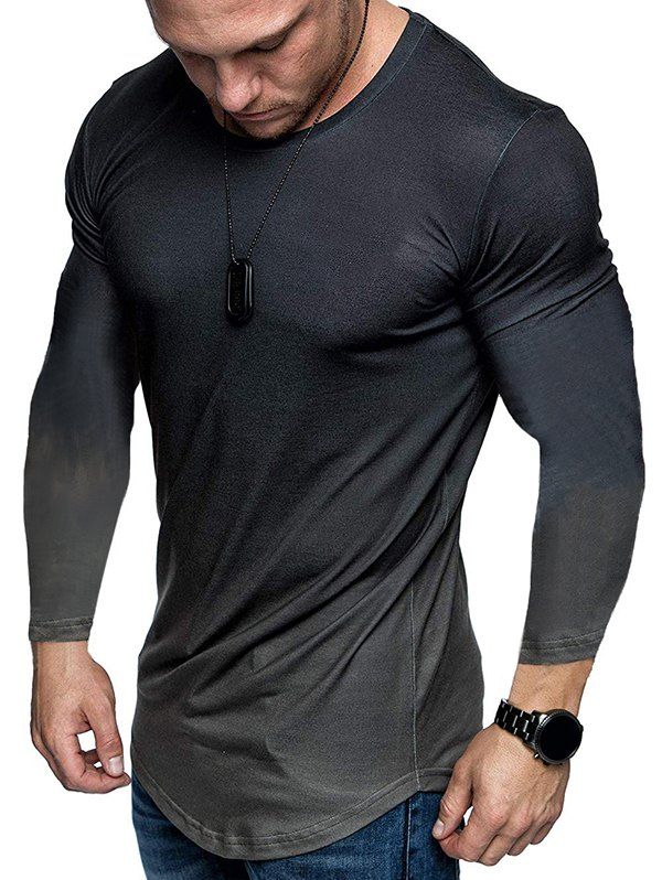 

Ombre Slim Fit Crew Neck Long Sleeve T-shirt, Gray