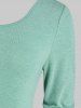 Long Sleeve Sheer Lace Panel Casual T Shirt -  