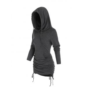 

Kangaroo Pocket Heathered Cinched Hoodie, Ash gray