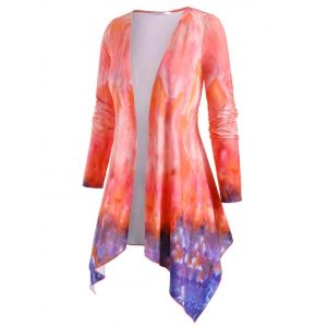 

Open Front Tie Dye Layering Plus Size Top, Orange