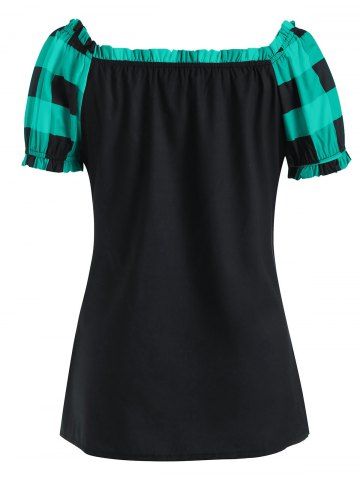

Plus Size Bow Tie Checked T Shirt, Light green