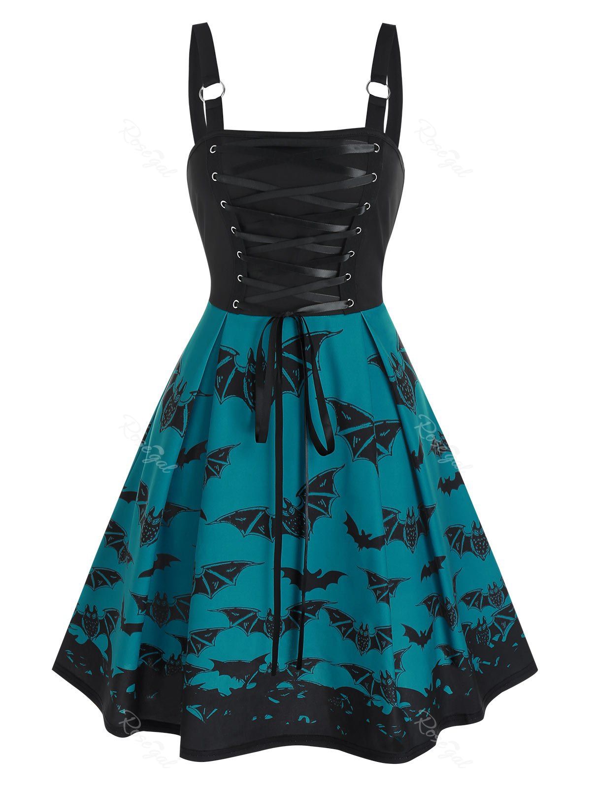 Chic Lace Up Bat Print Mini Cami Dress  