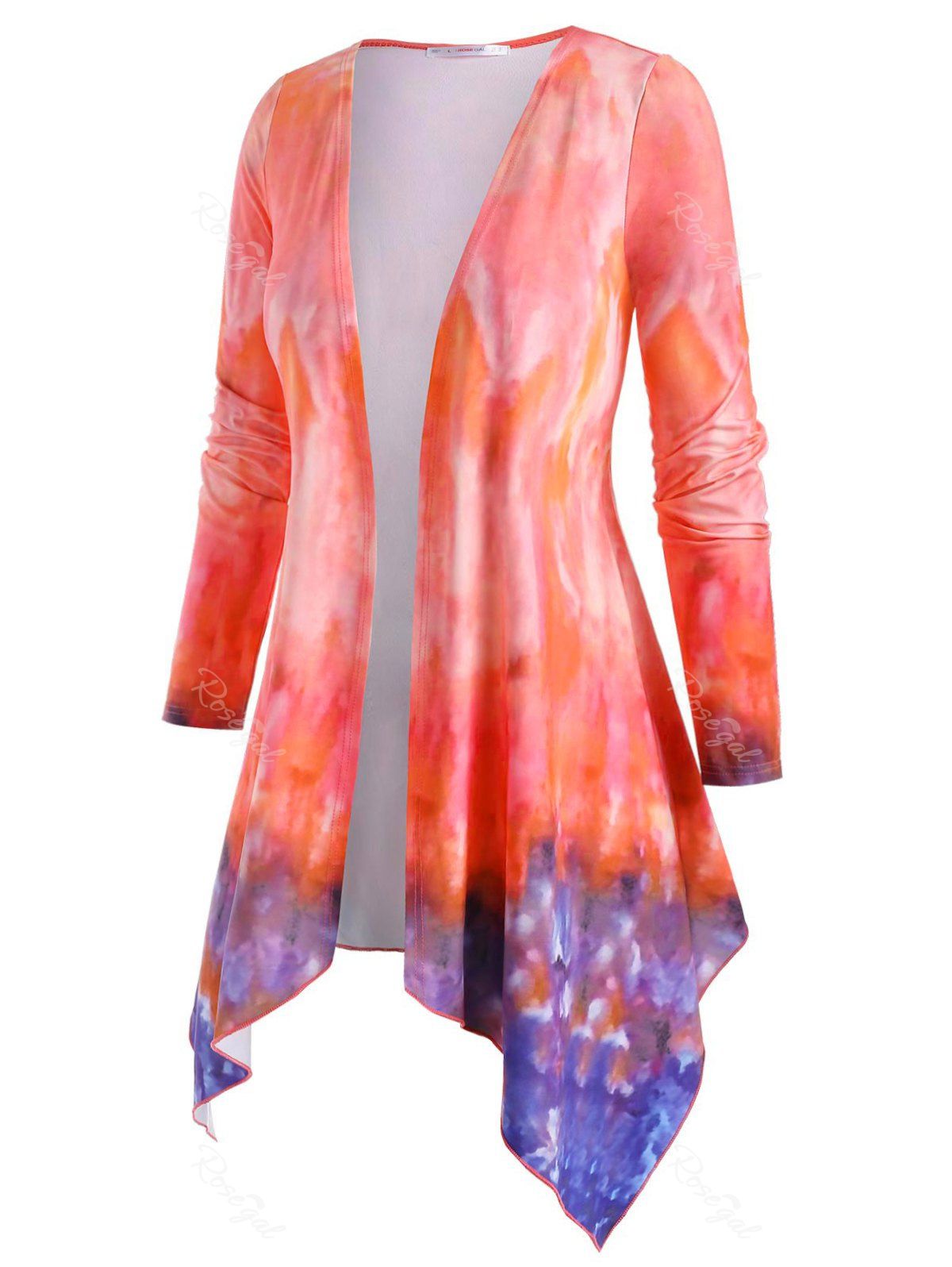 

Open Front Tie Dye Layering Plus Size Top, Orange