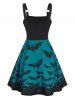 Lace Up Bat Print Mini Cami Dress -  