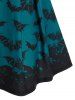 Mini Robe à Bretelle Chauve-souris Imprimé à Lacets - Noir M