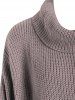 Plus Size Turtleneck Drop Shoulder Buttoned Sweater -  