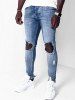 Distressed Destroy Wash Ripped Taped Jeans -  