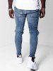 Distressed Destroy Wash Ripped Taped Jeans -  