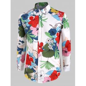 

Flower Plant Long Sleeve Button Up Shirt, Multi b