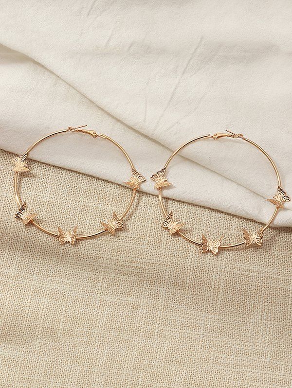 

Metal Butterfly Shape Hoop Earrings, Golden