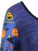 Plus Size Halloween Pumpkin Space Dye Flare Sleeve Keyhole Tee -  