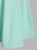 Cold Shoulder Lace Insert Mock Button Ribbed Dress -  