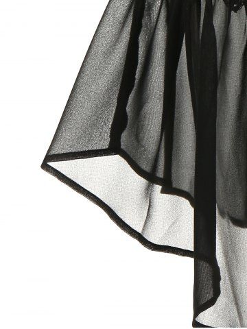 

Plus Size Chiffon Sheer Applique Panel Space Dye Knitwear, Black