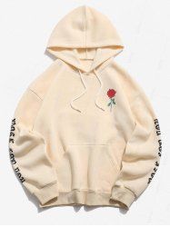 Rose Letter Graphic Fleece Pullover Hoodie -  