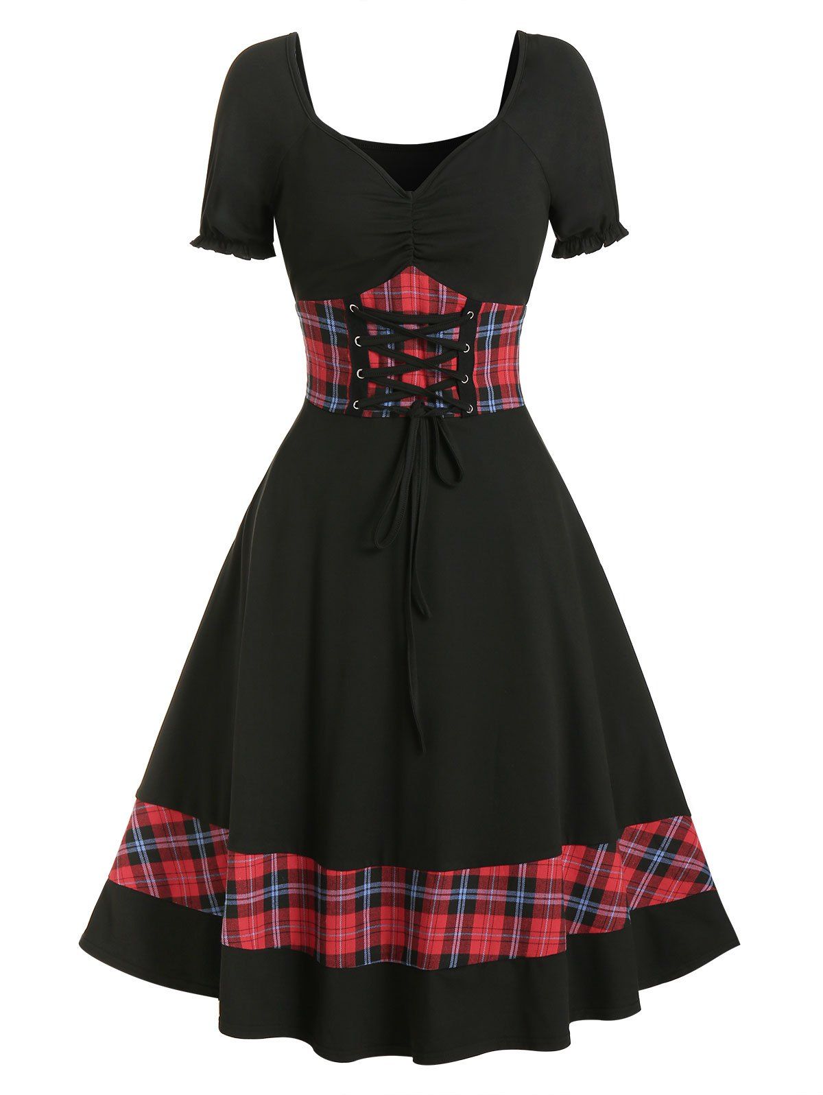 tartan rockabilly dress