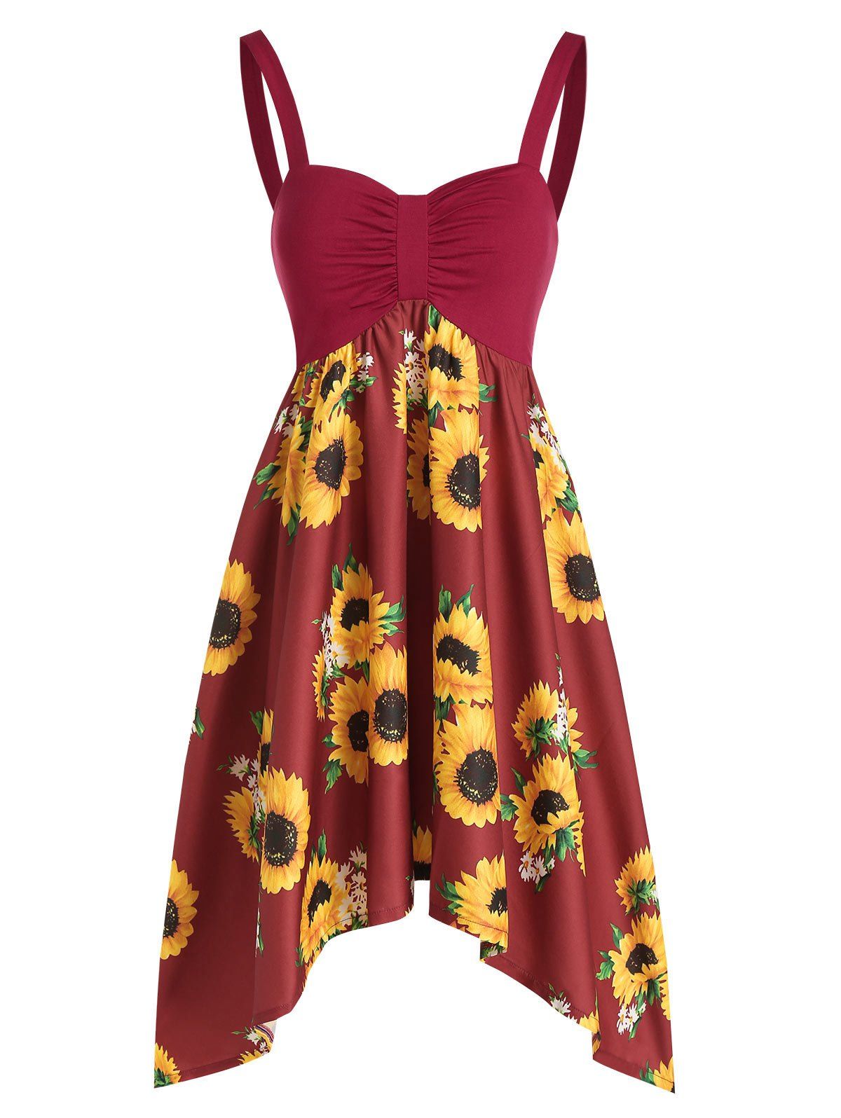 maroon sunflower dress