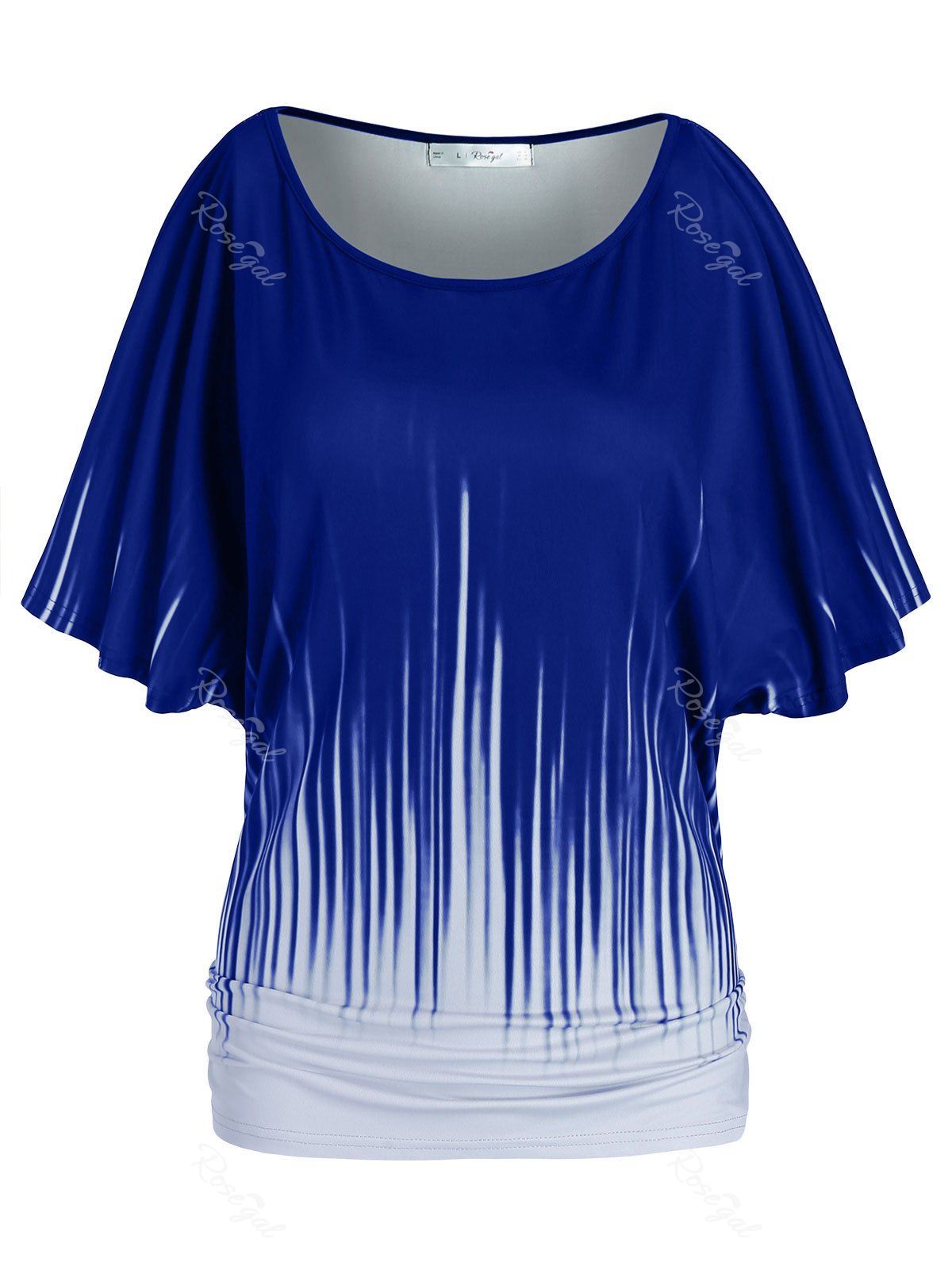 

Plus Size Ruched Batwing Sleeve T Shirt, Blue