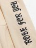Rose Letter Graphic Fleece Pullover Hoodie -  