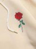 Rose Letter Graphic Fleece Pullover Hoodie -  
