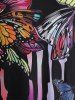 Plus Size Butterfly Pattern Asymmetric T-shirt -  