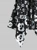 Robe d'Halloween à Bretelle Asymétrique Crâne à Taille Haute - Noir 3XL