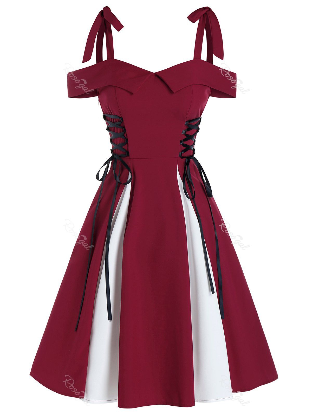 cold shoulder flare dress