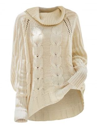 Plus Size Pointelle Knit High Low Turtleneck Sweater