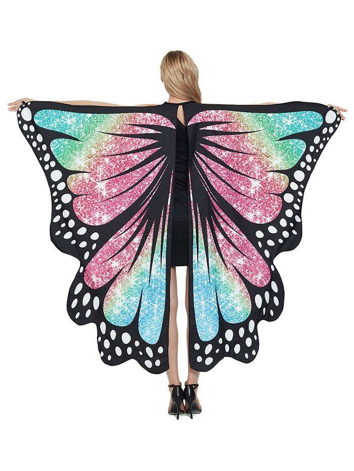 

Party Cosplay Butterfly Wing Pattern Decorative Cape, Multi-d