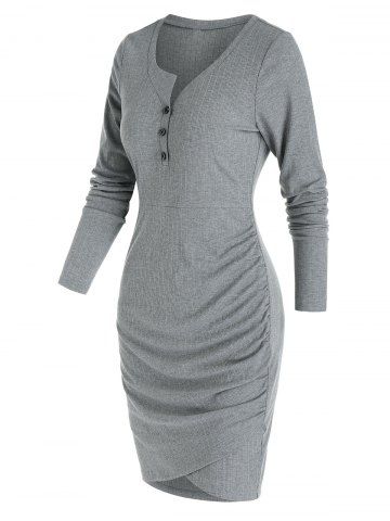 gray sheath dress with sleeves