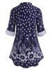 Plus Size Floral Print Roll Up Sleeve Blouse -  