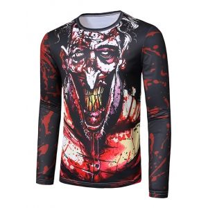 

Halloween Scary Man Pattern Slim Fit T Shirt, Red