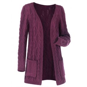 

Plus Size Longline Cable Knit Cardigan, Concord